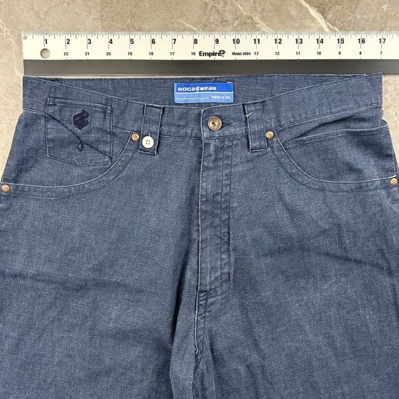 Vintage Rocawear Pants Mens 34 Linen Baggy Loose Embroidered Hip Hop Rap Jay Z - Picture 11 of 13